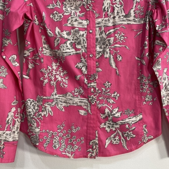 Harold's Cotton Village print Snap Button Top Women's Small - Picture 4 of 10